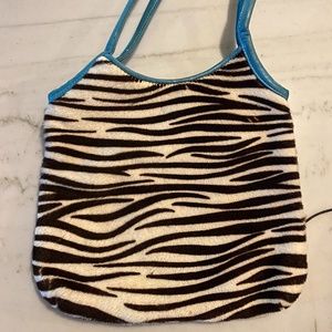 Zebra Striped Mini Shoulder Bag with Teal straps